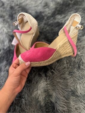 Geox Pink Espadrille Wedge Sandals